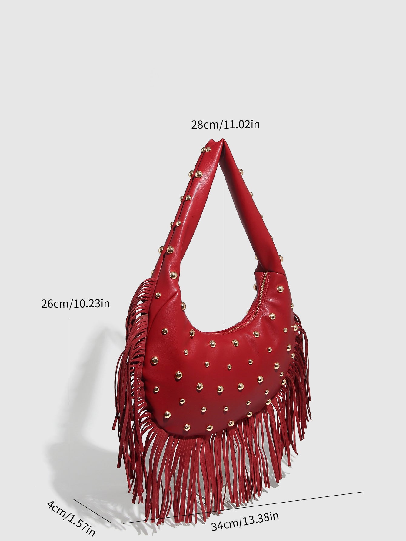 Women's Trendy Retro Personalized Tassel Rivet Simple Women's Shoulder Bag