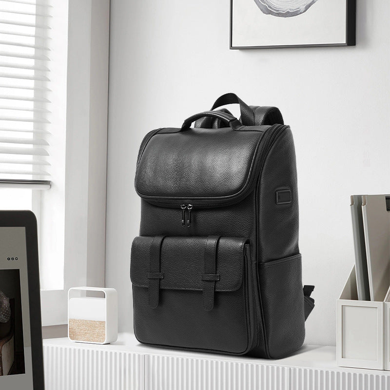 Men's Leather Commuter Computer Fashion Large Capacity Business Backpack