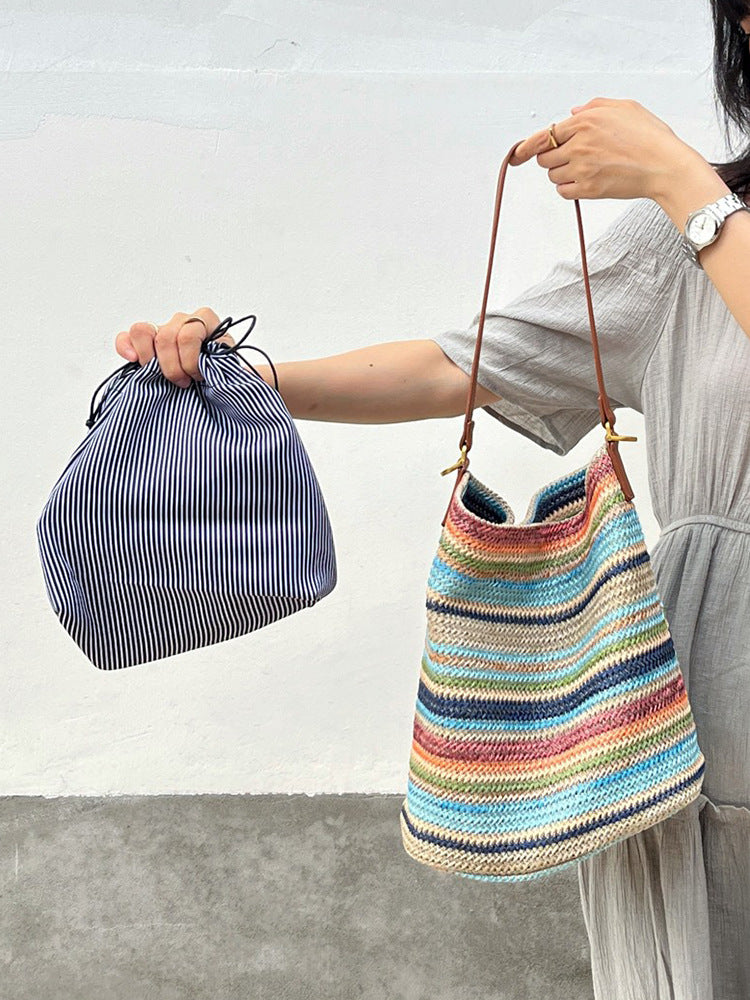 Women's Summer Straw Woven Dopamine Leisure Large Bags