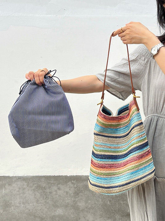 Women's Summer Straw Woven Dopamine Leisure Large Bags