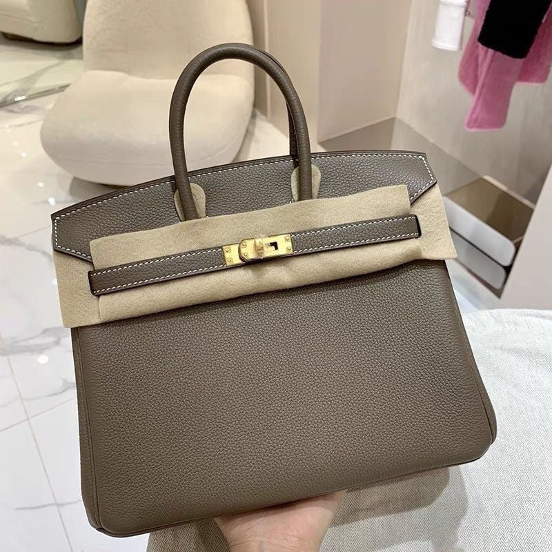Cowhide Grain Gold Sier Genuine Leather Fashion Large Capacity Portable Women's Handbag