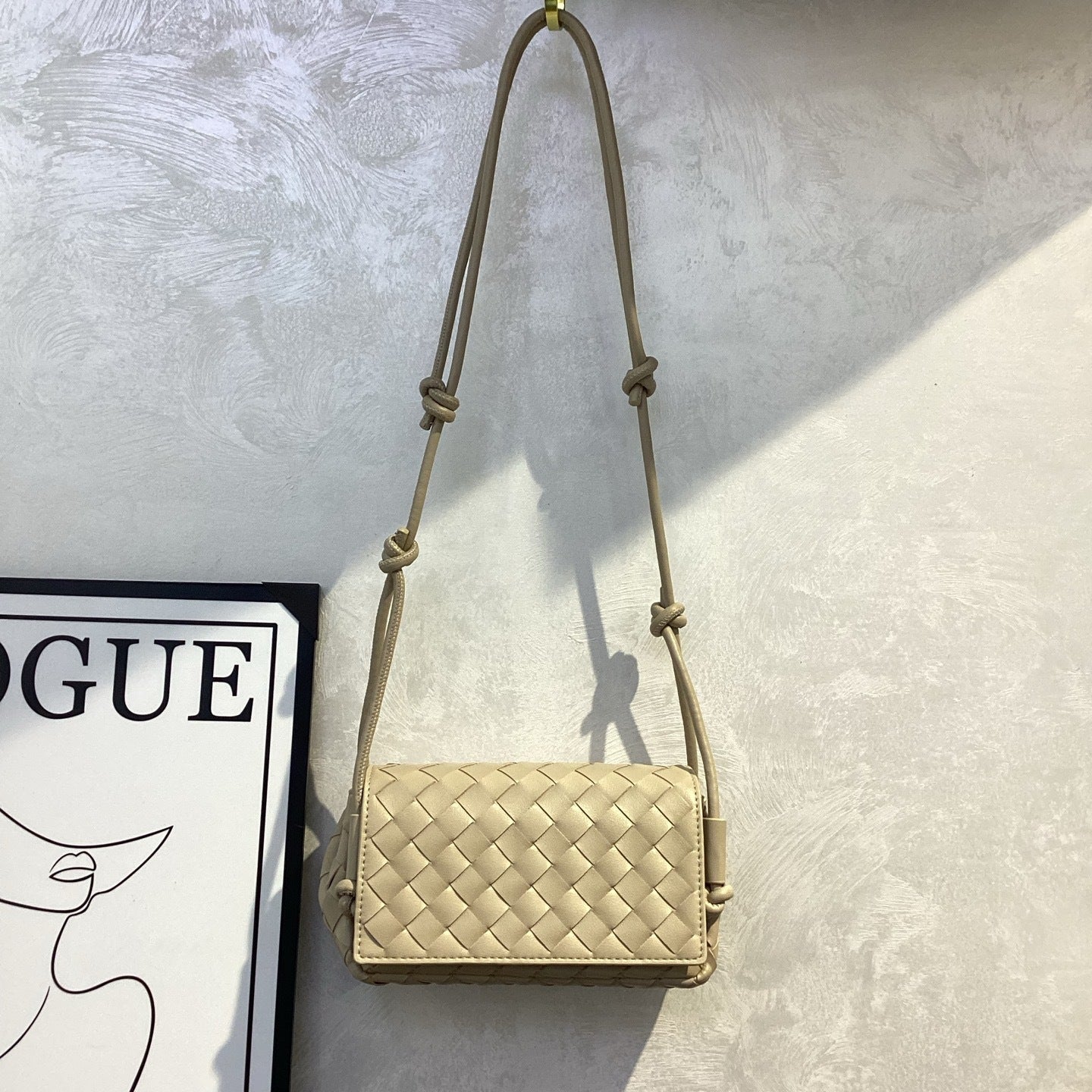 High Quality Knotted Hand-woven Genuine Leather Small Square Bags