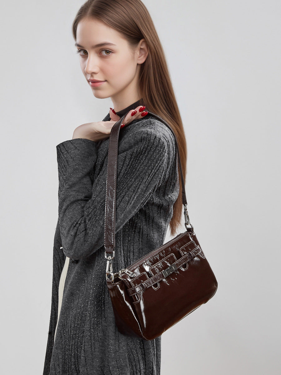 Women's Layer Oil Wax Skin Kelly High-grade Fashion Genuine Women's Messenger Bag