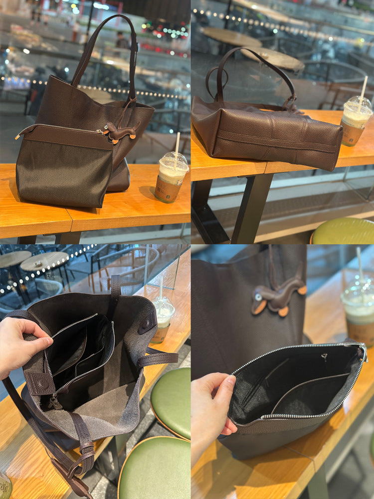 Women's Shopping Large Capacity Idle Style Genuine Leather Women's Shoulder Bag