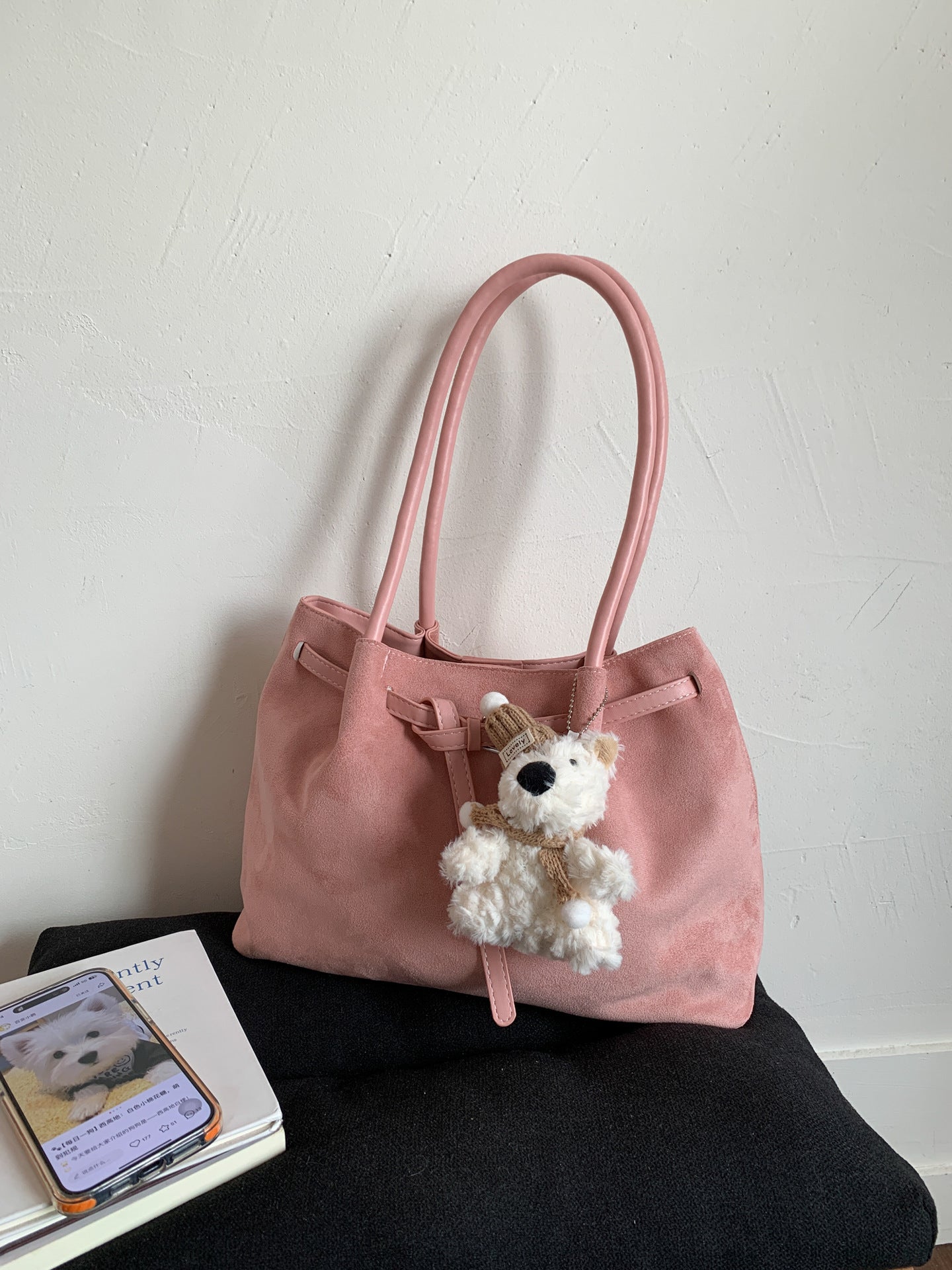 Women's Retro Suede Commuter Portable Boston Shoulder Bags