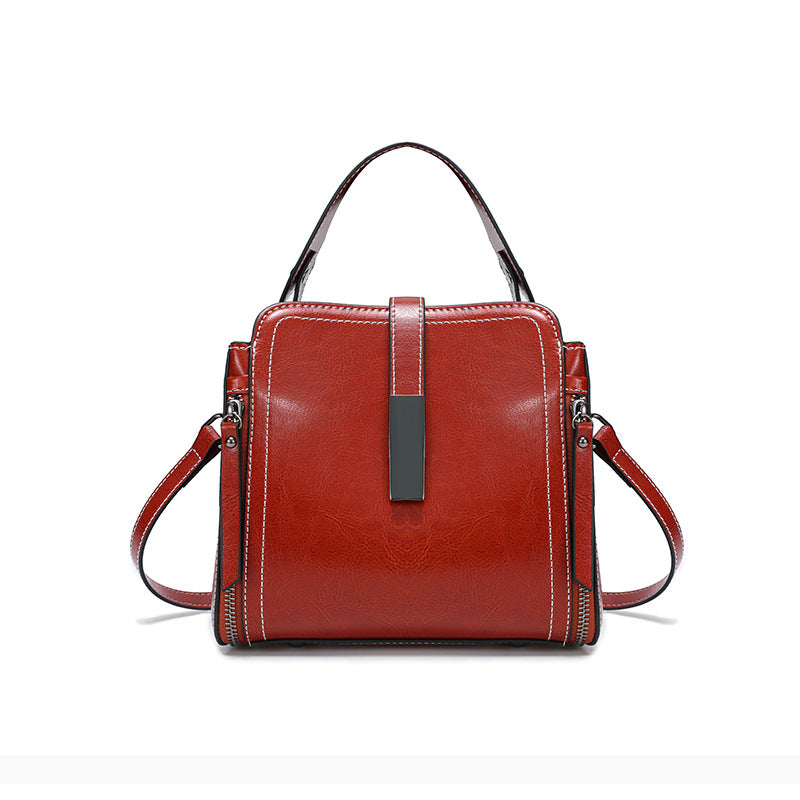 Women's Cowhide Fashion Trendy Retro Temperament Commute Women's Shoulder Bag