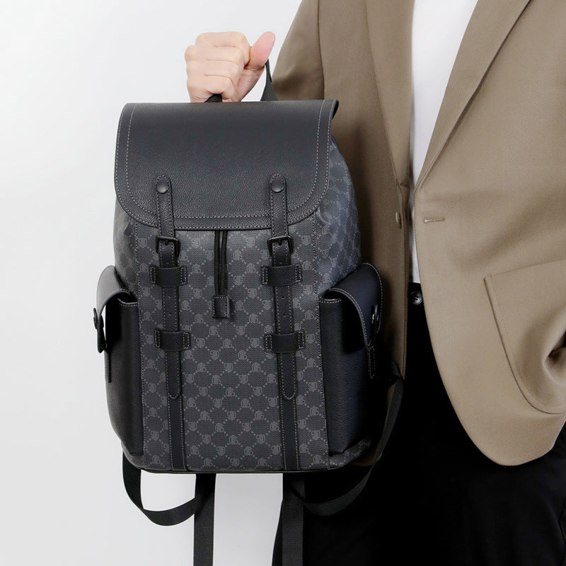 Men's Printed Textured Business Computer Presbyopic Leisure Backpack