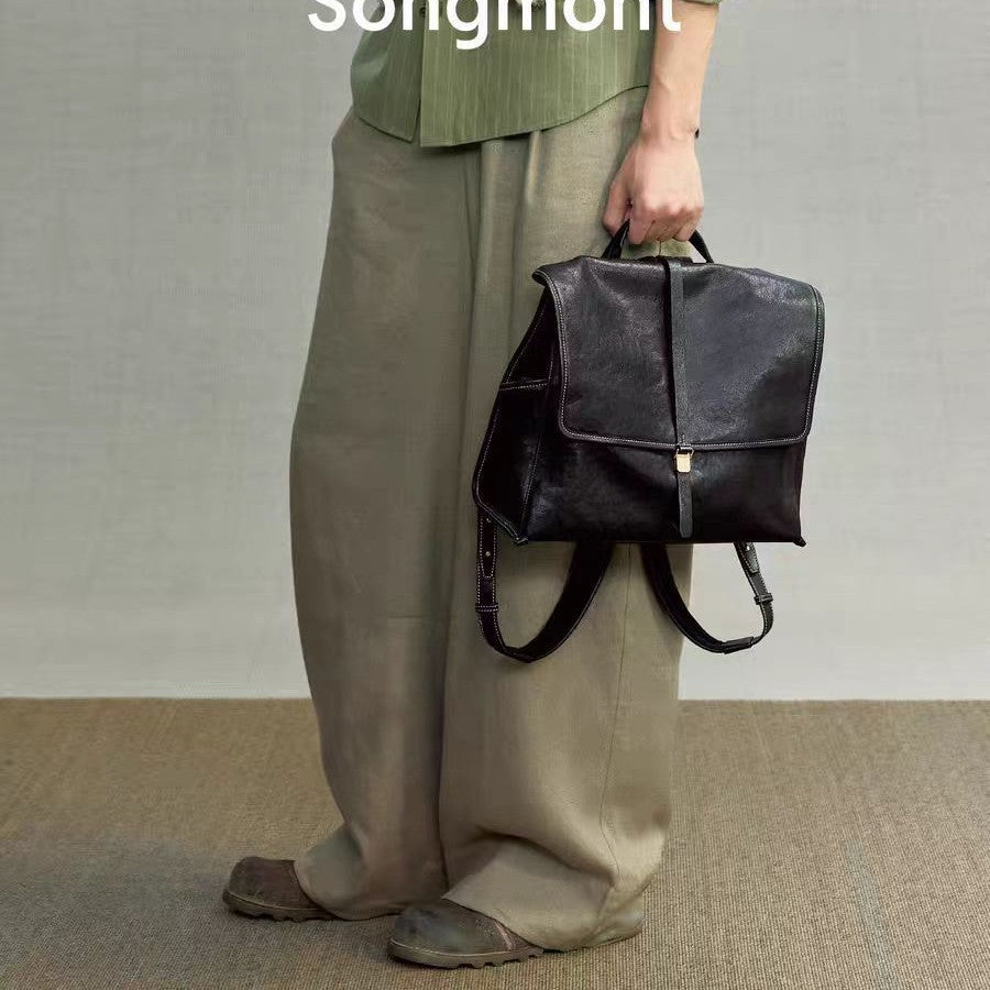 Large Capacity Vegetable Tanned Sheepskin Lightweight Backpacks