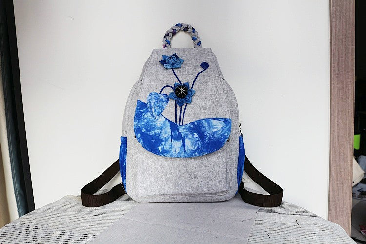 Women's Vintage Printing Wax Line Woven Fresh Women's Backpack