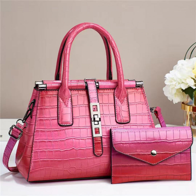 Versatile Two-piece Alligator Print Graceful Fashion Women's Handbag