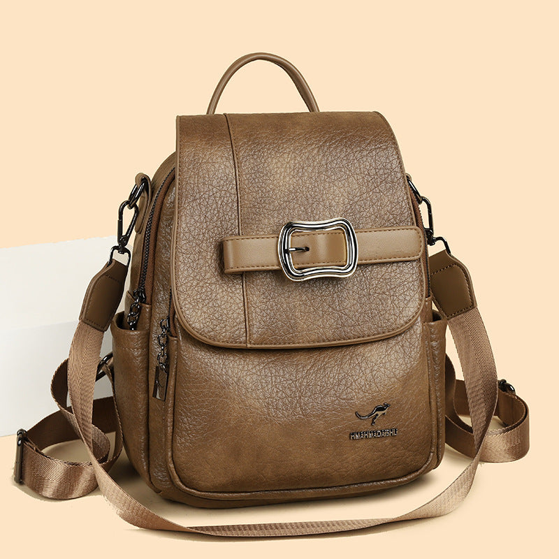 Women's Trendy Texture Soft Leather Korean Fashionable Backpacks