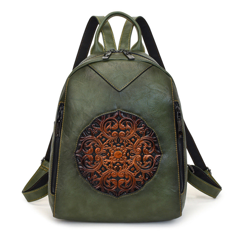 Women's Light Luxury Trendy Commute Simple Lightweight Vintage Printed Large Women's Backpack