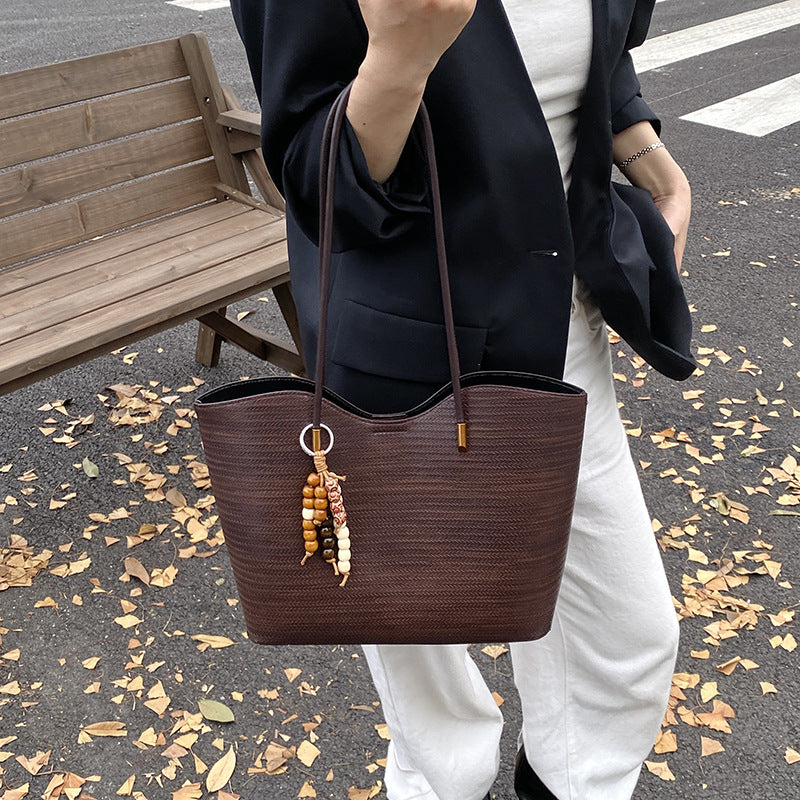 Women's Korean Straw Plaited Portable Autumn Large Capacity Tide Tote Bag