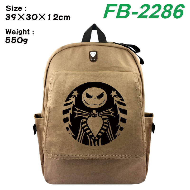 Christmas Night Horror Peripheral Printing Stylish Canvas Backpacks