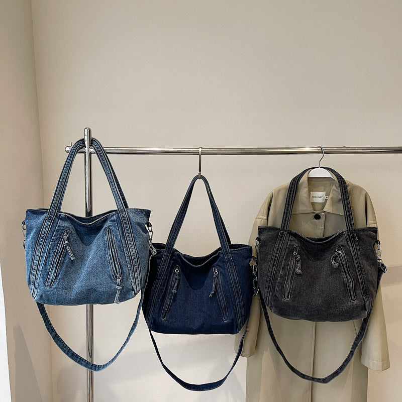 Women's Large Capacity Denim Summer Class Commuter Tote Bag