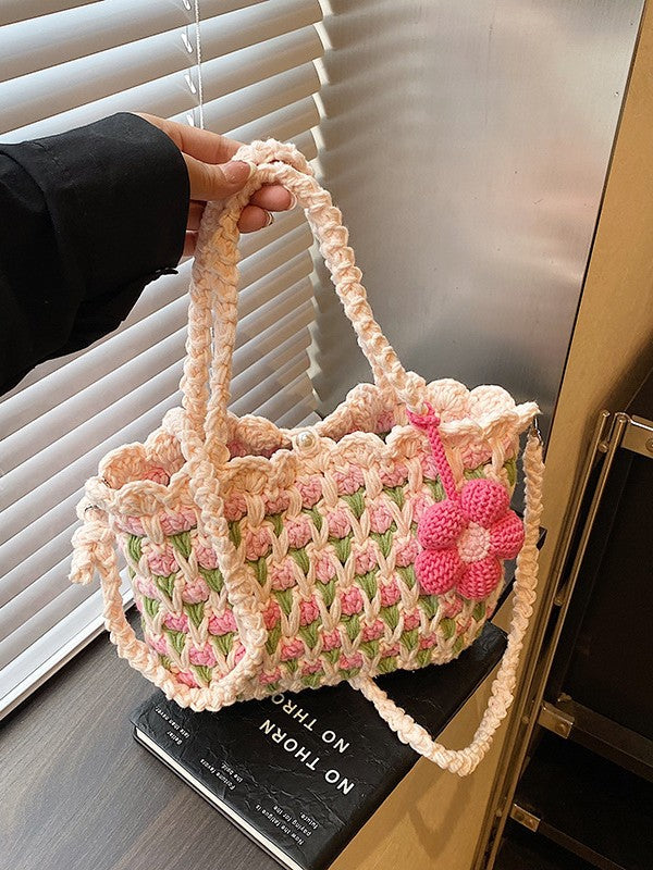 Women's Finished Tulip Hand-woven Sweet Hand Crocheted Summer High Bags