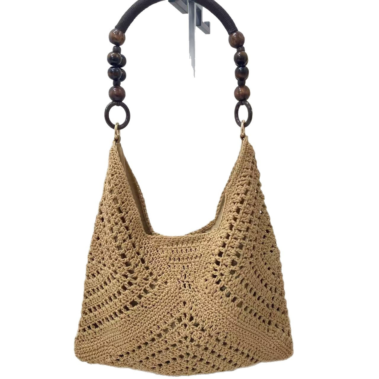 Hollow Wooden Bead Portable Commuter Large Tote Bags