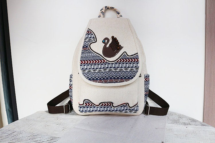 Women's Vintage Printing Wax Line Woven Fresh Women's Backpack