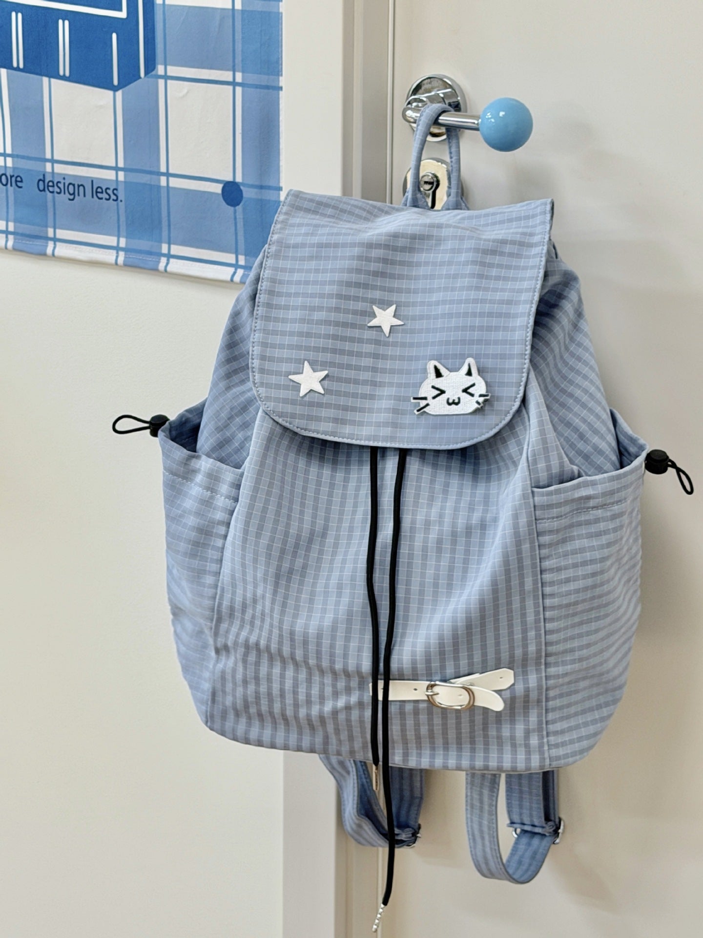 Women's Cute Cartoon Checked Junior High Lightweight Backpacks
