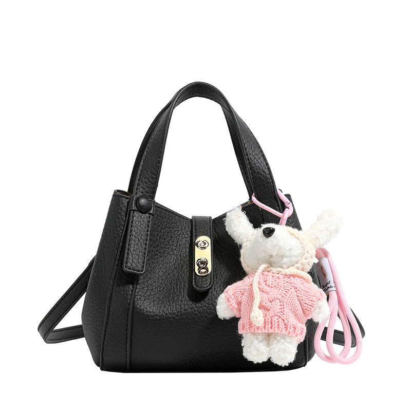 Women's Soft Leather Niche Lychee Pattern Vegetable Basket Bags