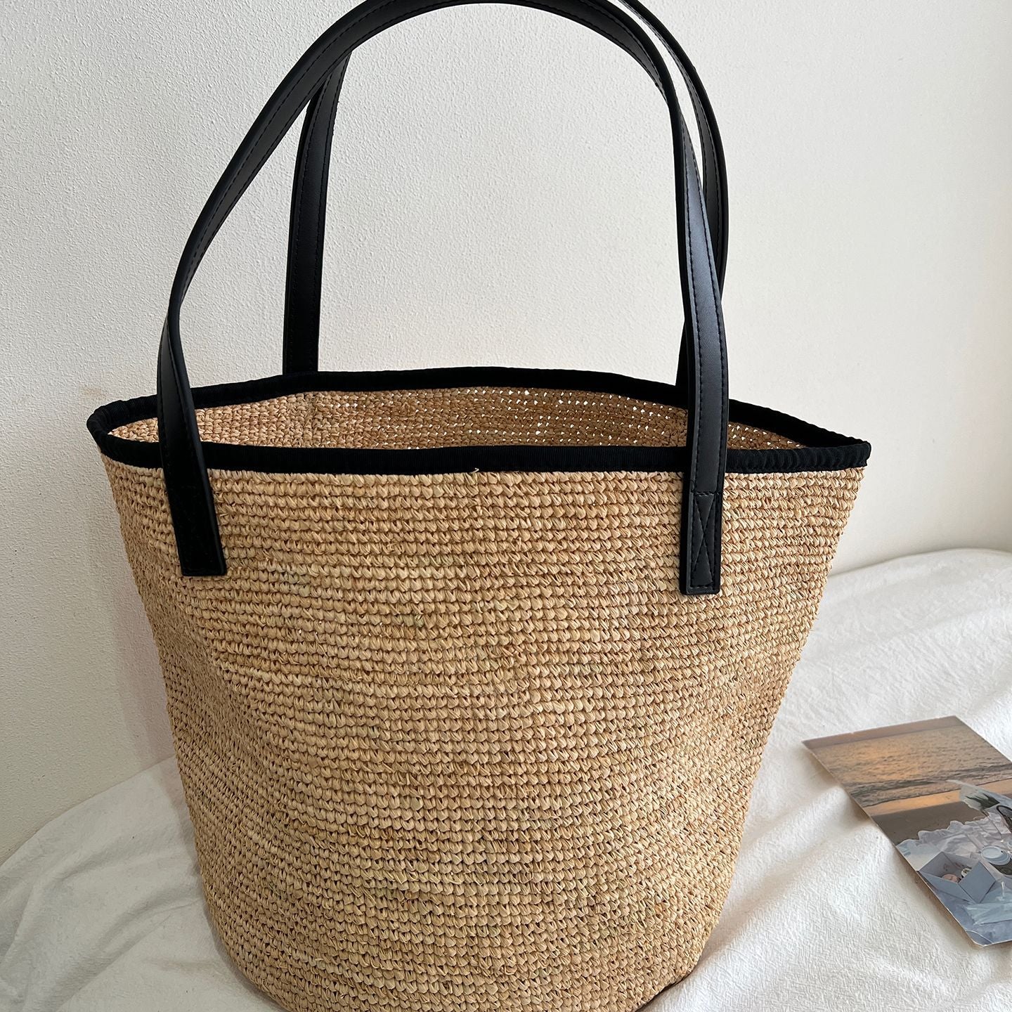 Women's Raffia Hand-woven Large Capacity Portable Vacation Tote Bags