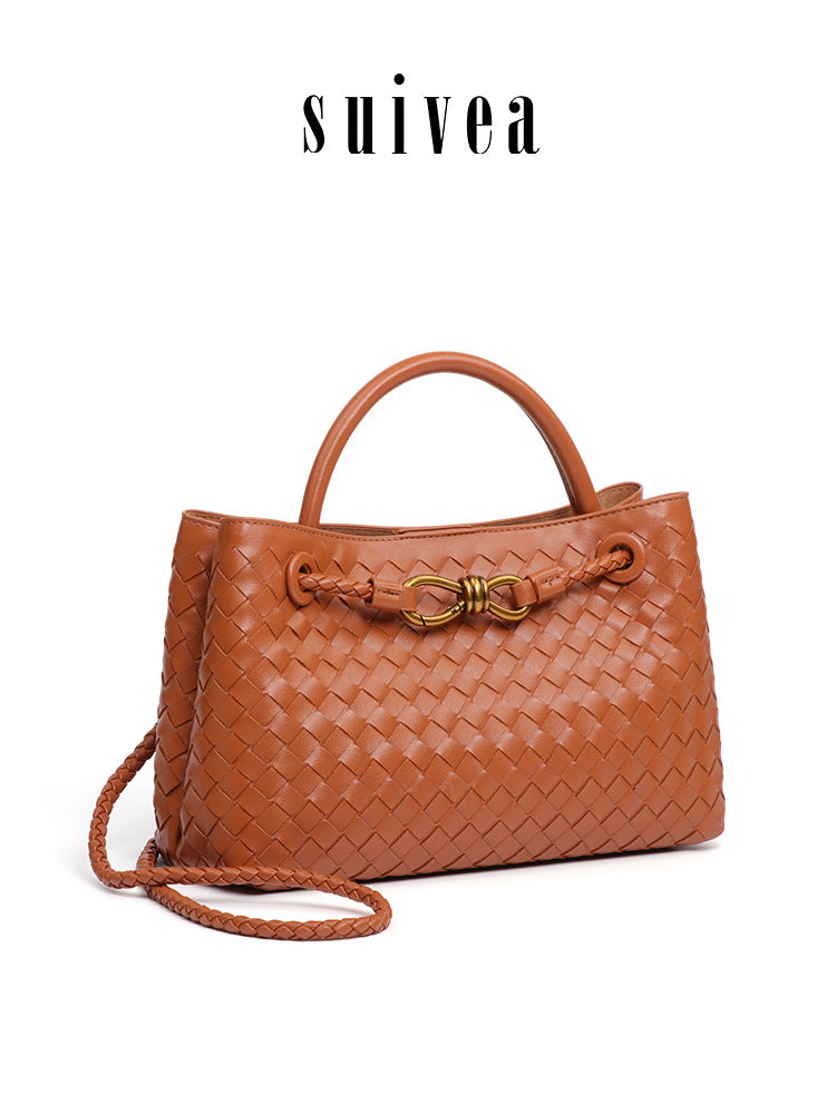 Horizontal Woven High-grade Elegant Commuter Metal Tote Bag