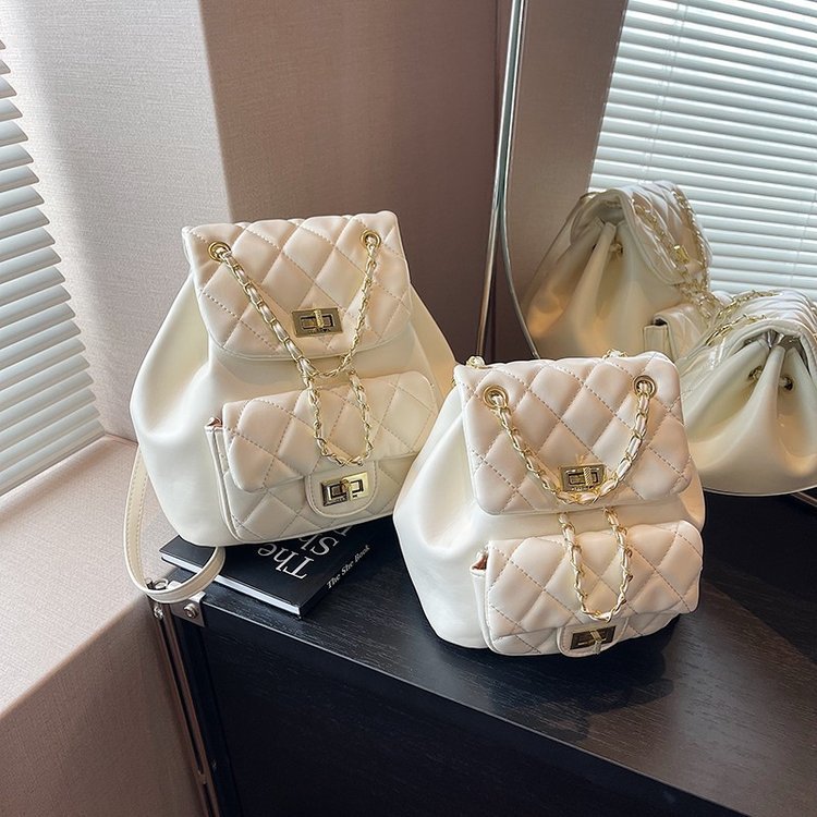 Casual Women's Korean Rhombus High-grade Texture Leisure Backpack
