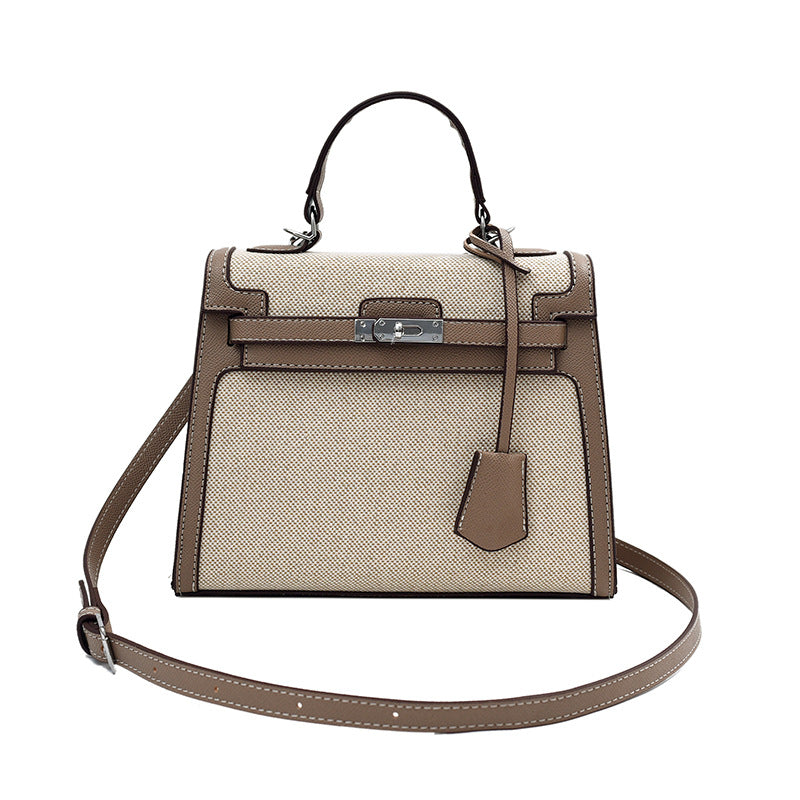 Women's High-grade Retro Portable Kelly Linen Stitching Bags