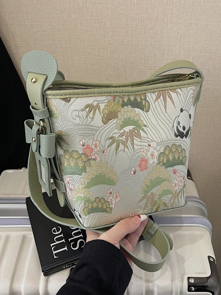 Chinese Style Song Dynasty Brocade Embroidered Portable Self-made Cloth Handmade Bucket Bags