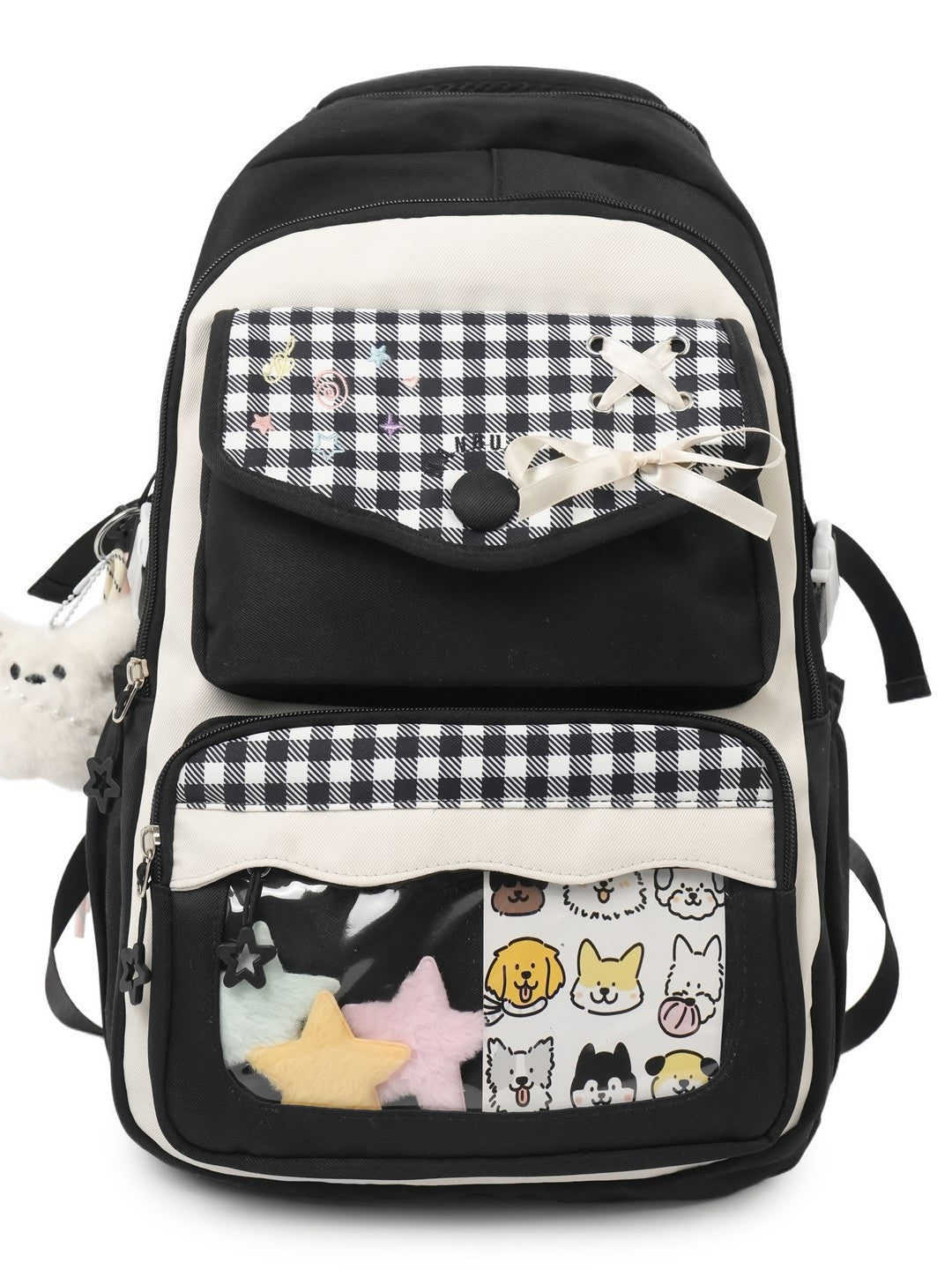 Style Two-dimensional Transparent Cartoon Good-looking Bar Plaid Backpacks