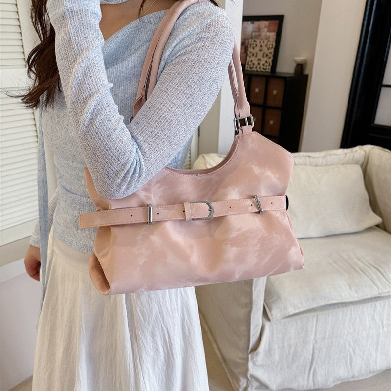 Women's Korean Style Niche Locomotive Trendy Commute Tote Bags