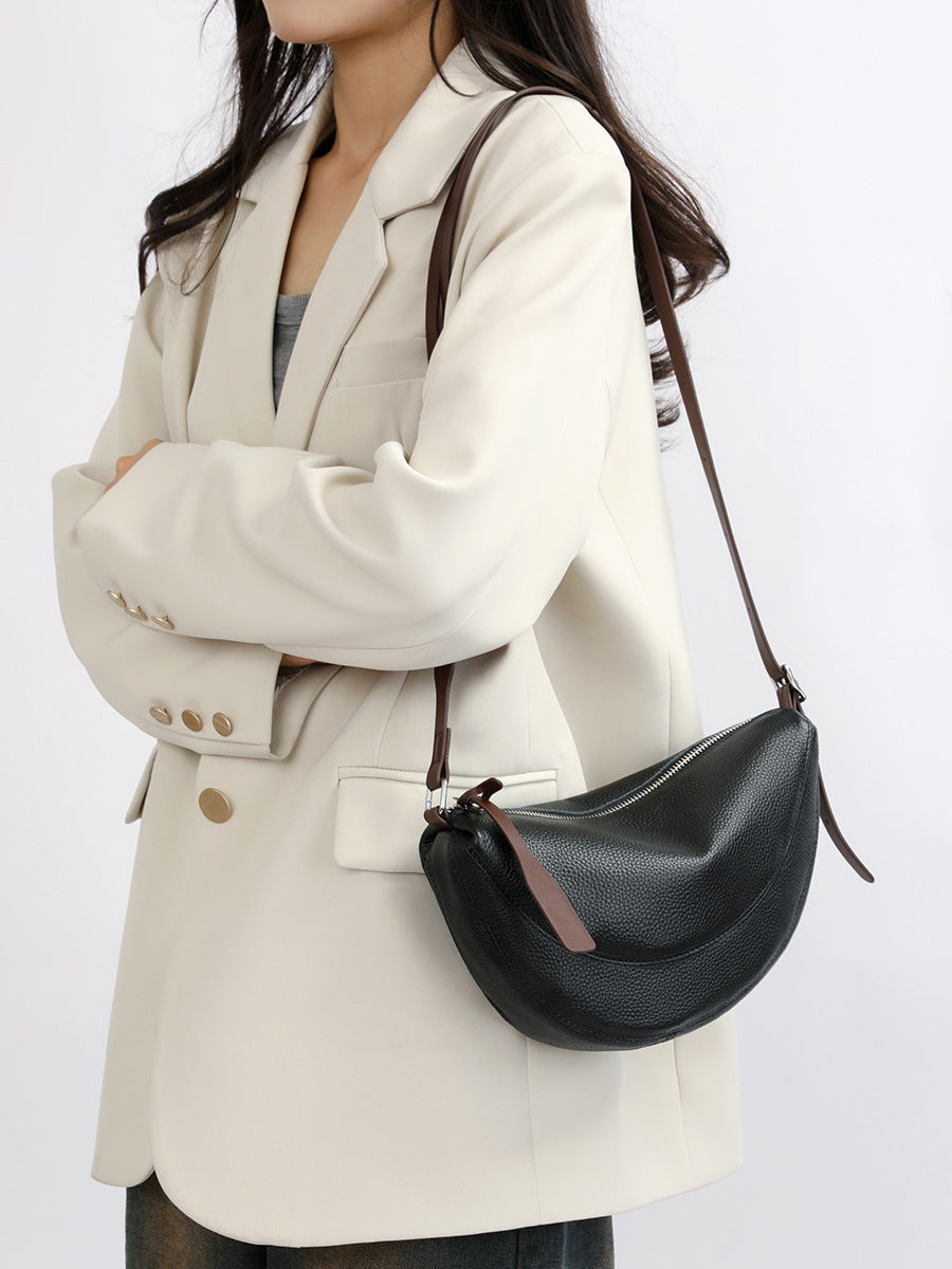 Women's First Layer Cowhide Commuter High-grade Soft Leather Horn Women's Shoulder Bag