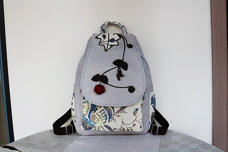 Women's Vintage Printing Wax Line Woven Fresh Women's Backpack