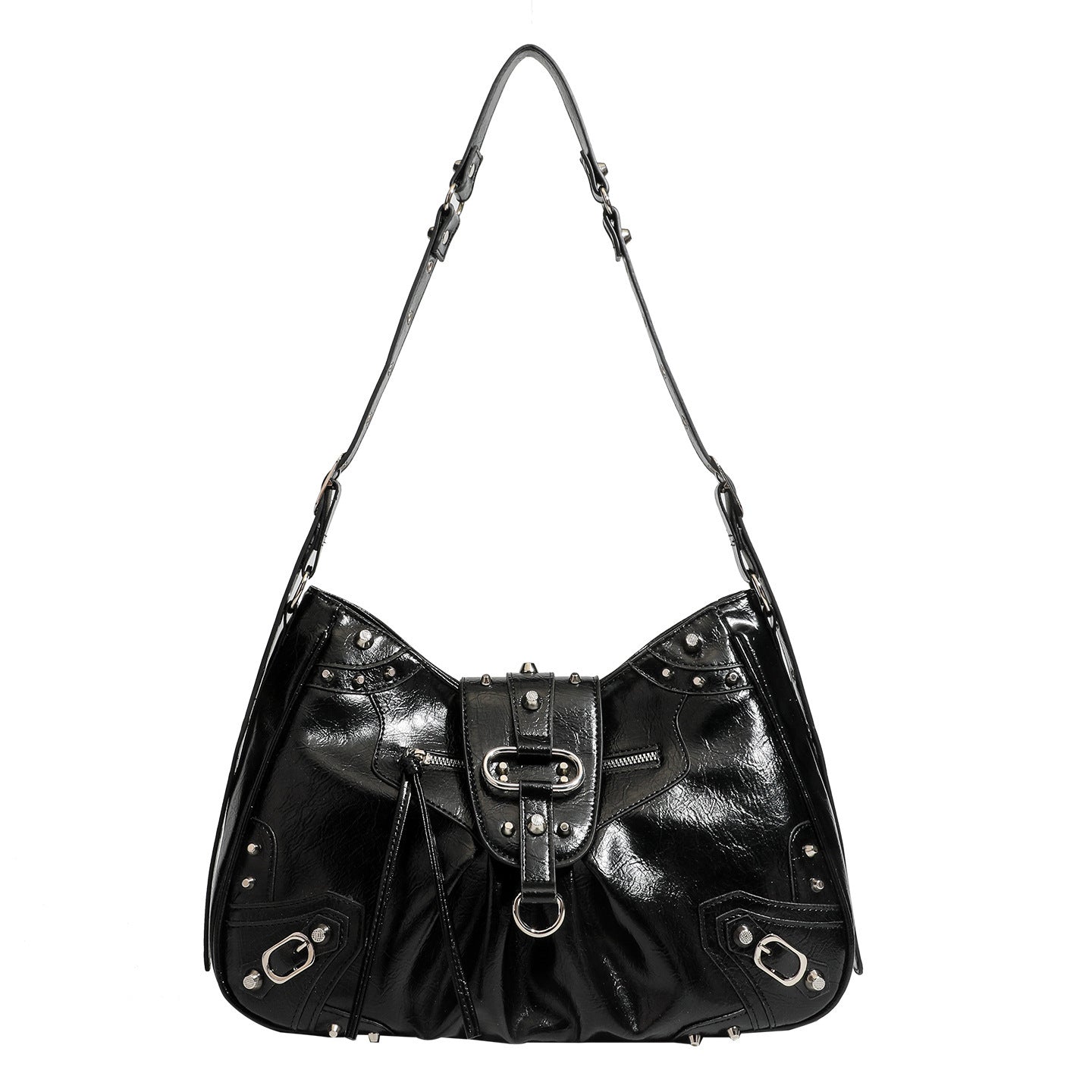 Sweet Cool Motorcycle Retro Large Capacity Rivet Hot Women's Shoulder Bag