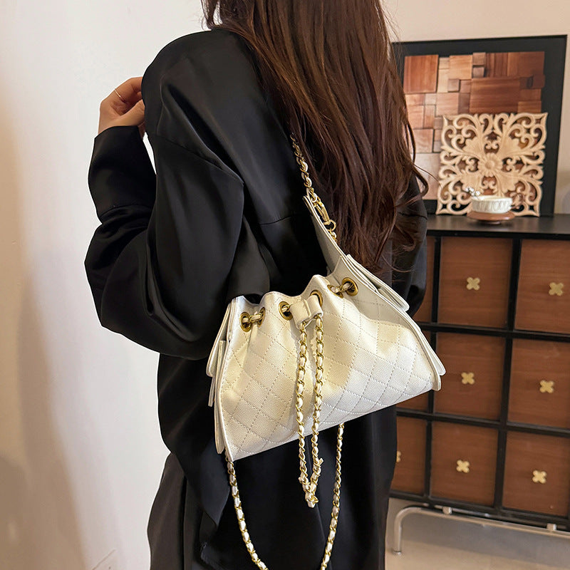 Daily Feeling Rhombus Drawstring Female Classic Bucket Bag