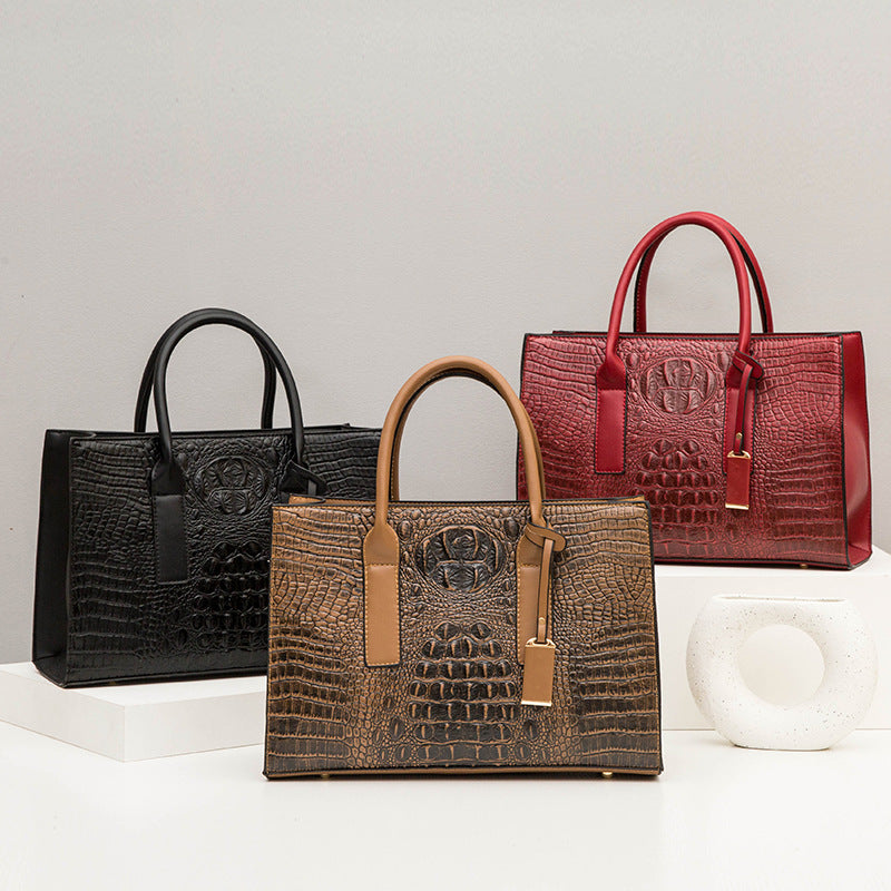 Women's Portable Three-piece Set Crocodile Pattern Large Women's Handbag