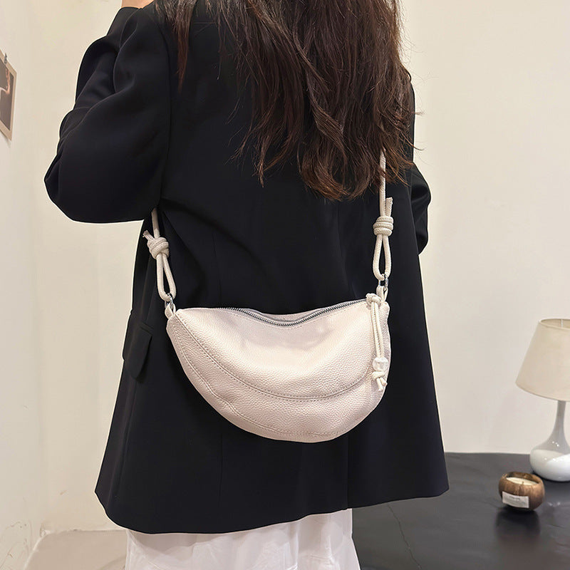 Cowhide Underarm Light Luxury Texture Croissant Simple Women's Shoulder Bag