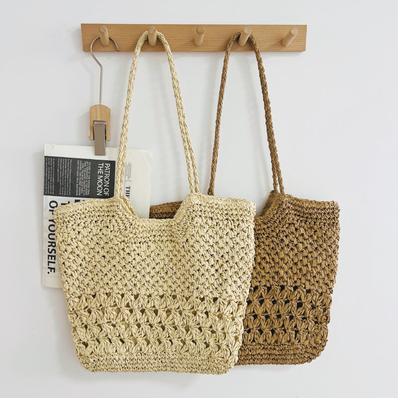 Women's Summer Hollow Woven Seaside Vacation Straw Artistic Crafts Paper Underarm Bag