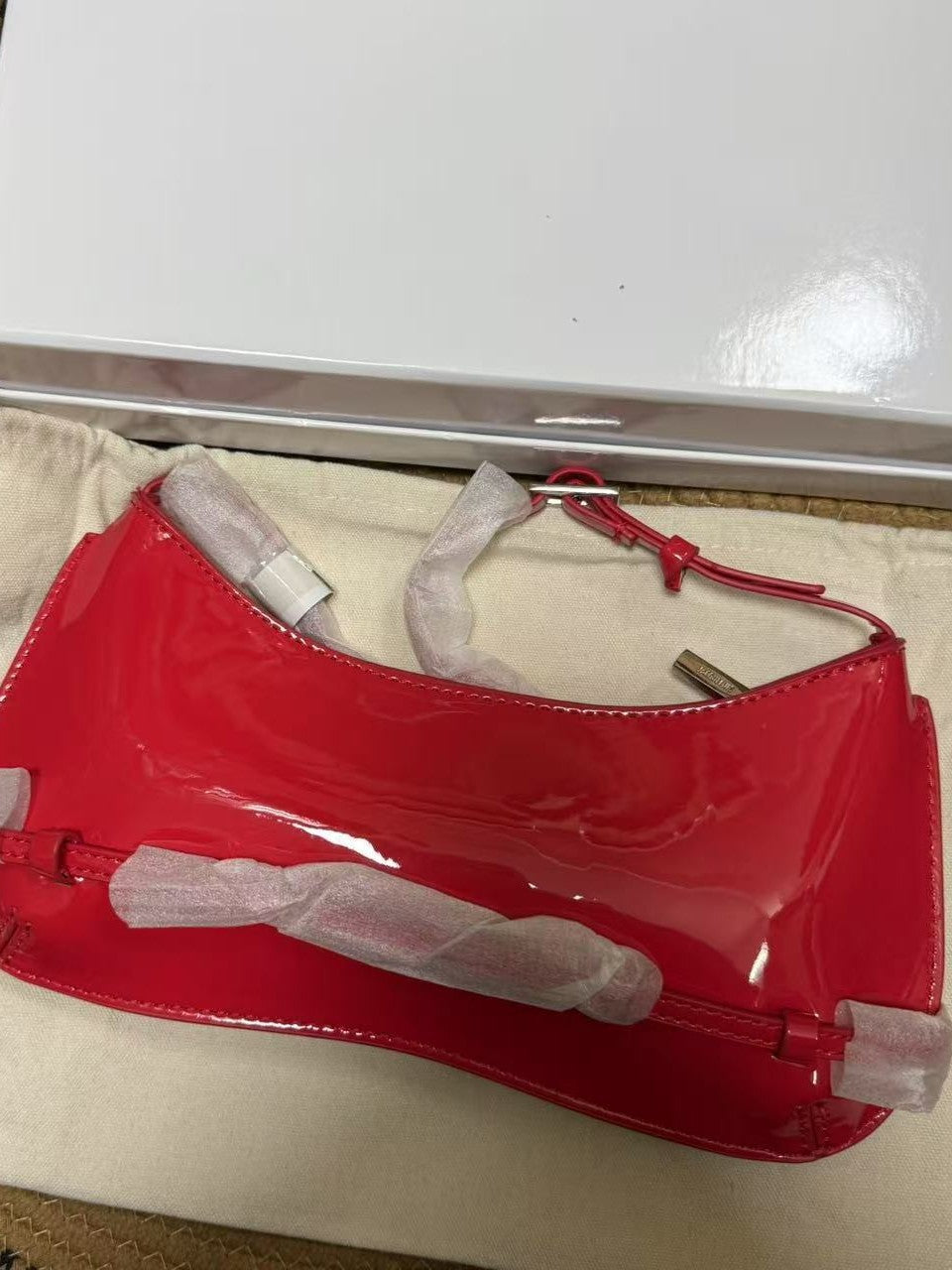 Women's Correct Letter Patent Leather Baguette Premium Underarm Bag