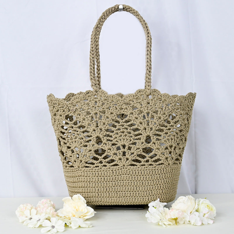 Women's Woven Knitted Handmade Cotton Thread Hollow Crochet Women's Handbag