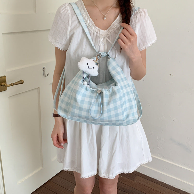 Women's Summer Fresh Plaid Versatile Class Tote Bag