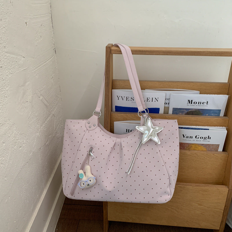 Women's Polka Dot For Large Capacity Cute Girly Style Commuter Lightweight Tote Bag