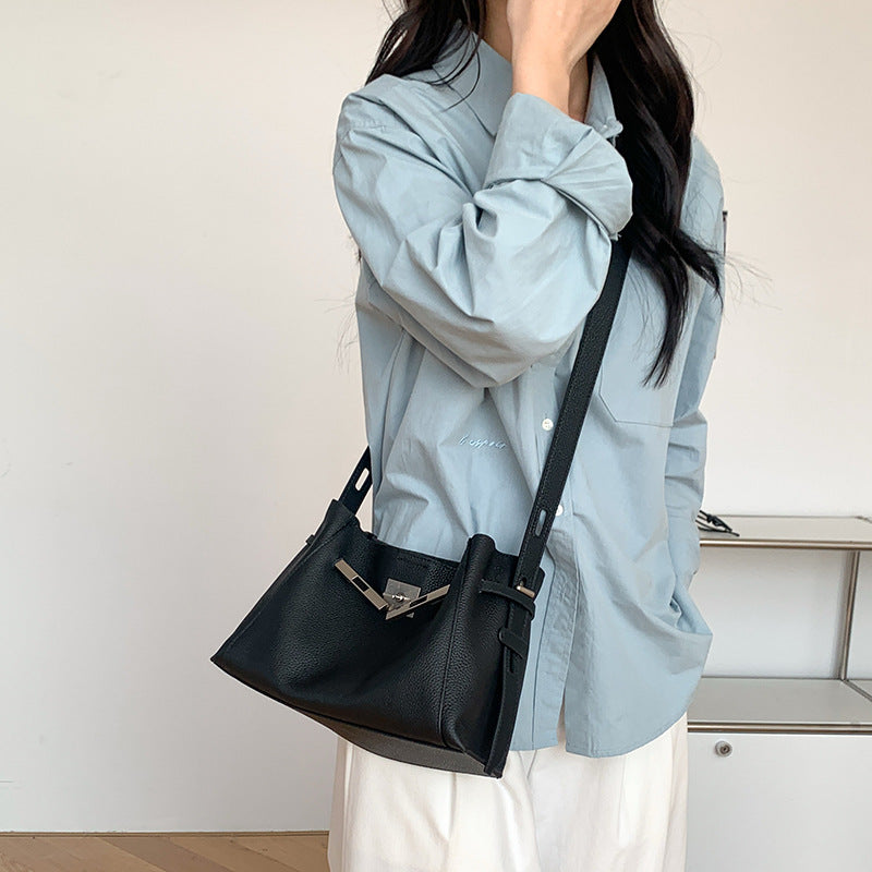 Top Layer Cowhide Korean Style Niche High-grade Women's Shoulder Bag