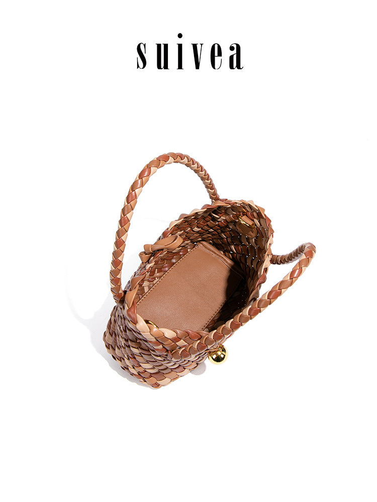 Matching Woven Vegetable Basket Hand-woven French Laziness Large Women's Messenger Bag