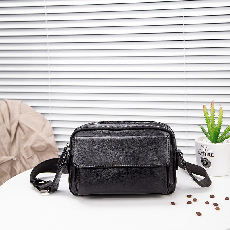 Men's Large Capacity Horizontal Portable Leather High Bags