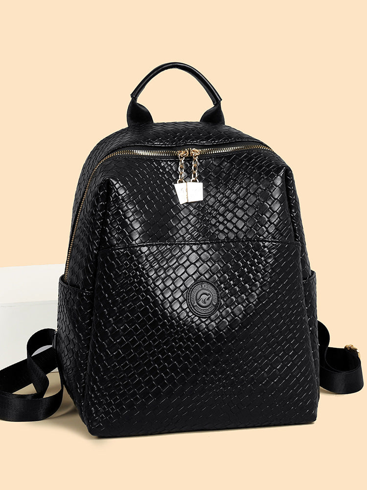 Women's Large Capacity Commuter Weaving Soft Leather Women's Backpack