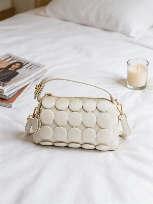Women's Round Handmade Button Fashion Classic Pillow Women's Shoulder Bag