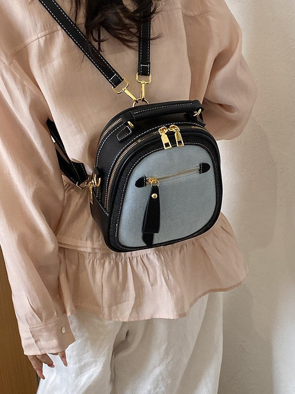 Denim Contrast Color Retro Popular College Women's Backpack