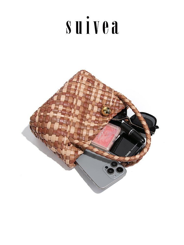 Matching Woven Vegetable Basket Hand-woven French Laziness Large Women's Messenger Bag