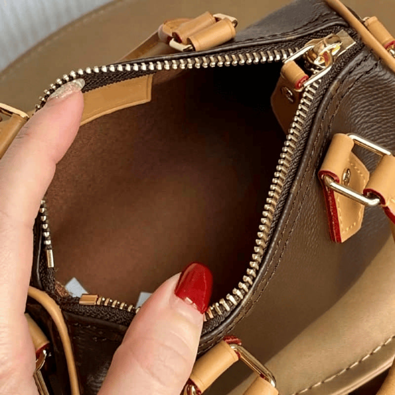 Innovative Women's Pillow Leather Mini Boston Bags